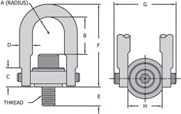 Actek Stainless Steel LIfting Swivel Hoist Ring 2000 lb 5/8"-11 